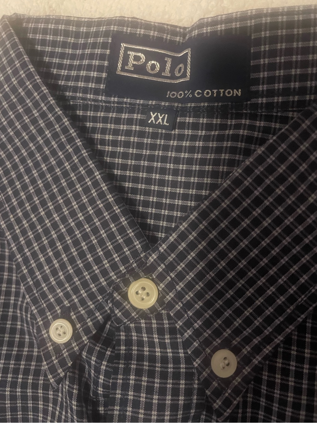 Polo By Ralph Lauren Men's Blue Micro-Check Button-Down Shirt. Size Xxl